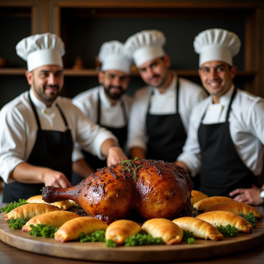 Equipo de Sabores Argentinos cocinando platos tradicionales